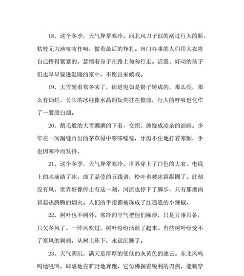 冬日风霜，梦里寒意（以形容冬天寒冷的经典句子为主题）