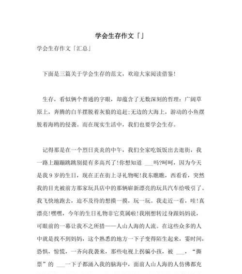 寻找生命中的精华（在一个渔村的故事）