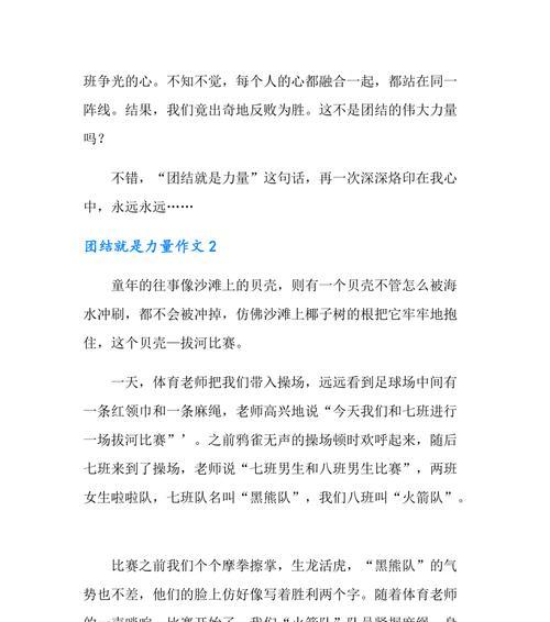 团结就是力量（一个团队成功的秘诀）