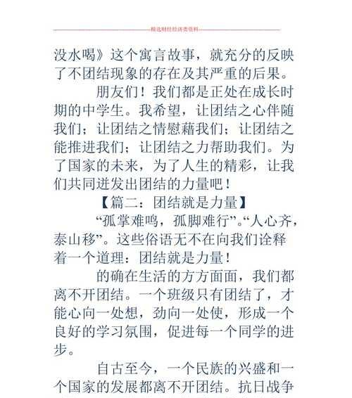 团结就是力量（一个团队成功的秘诀）