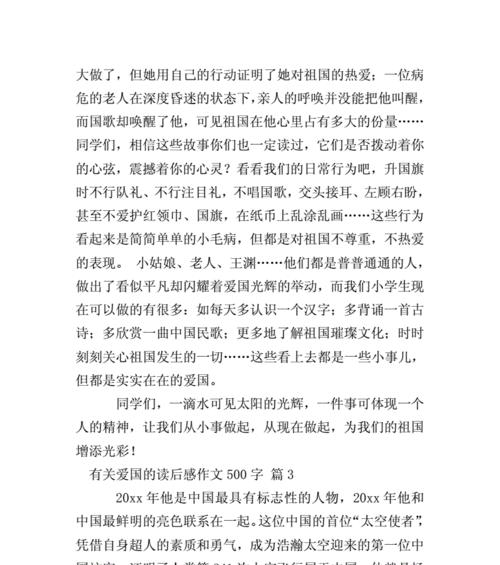 爱国之心（一个小学生的成长故事）