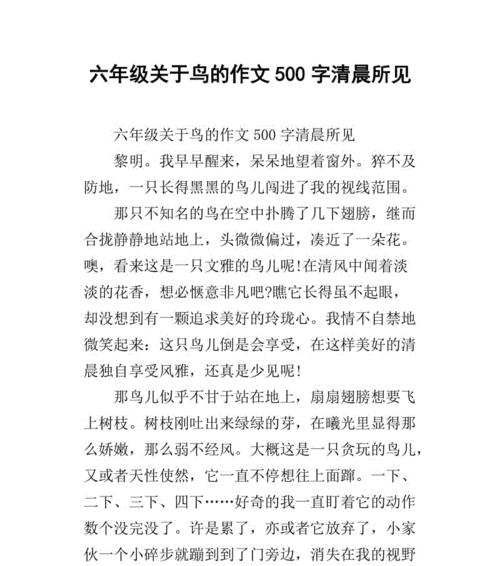 小鸟的奇妙之旅（一个小女孩和一只小鸟的故事）