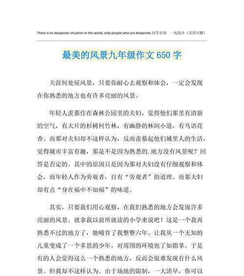 《在风景中迷失》（追寻心中的美丽与自由）
