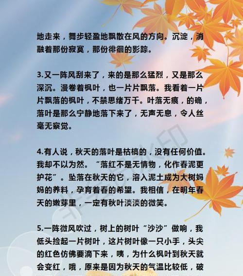 秋天的美好（描写秋天的好词好句摘抄）