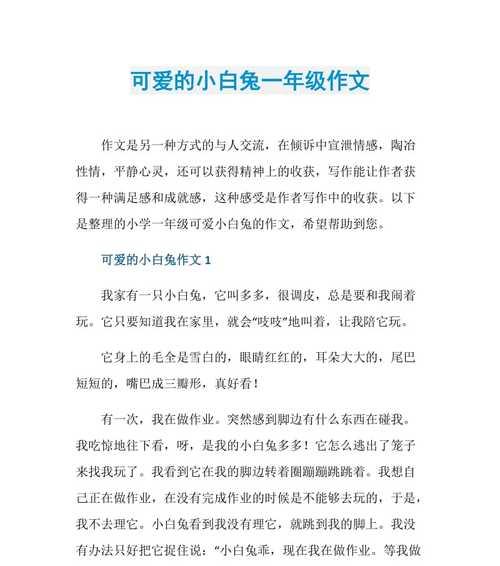 我的小白兔（它的成长历程）
