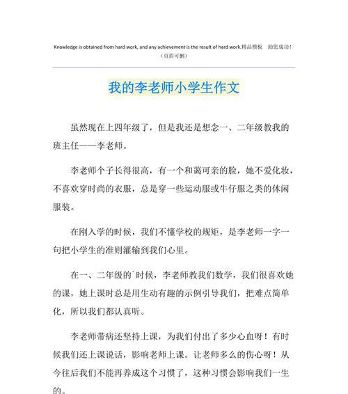 我的老师，永远的明灯（一位令我难以忘怀的教育导师）