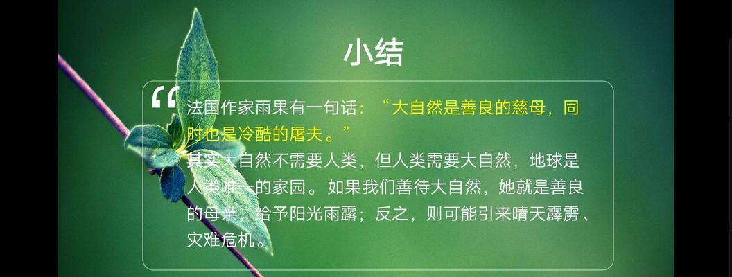 生命之舞——一个关于敬畏生命与自然的小故事