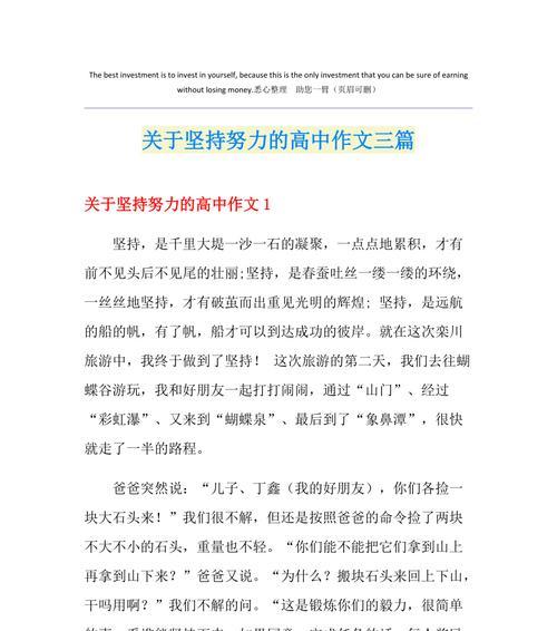 坚持不懈，迎接成功（一位年轻女孩的奋斗史）